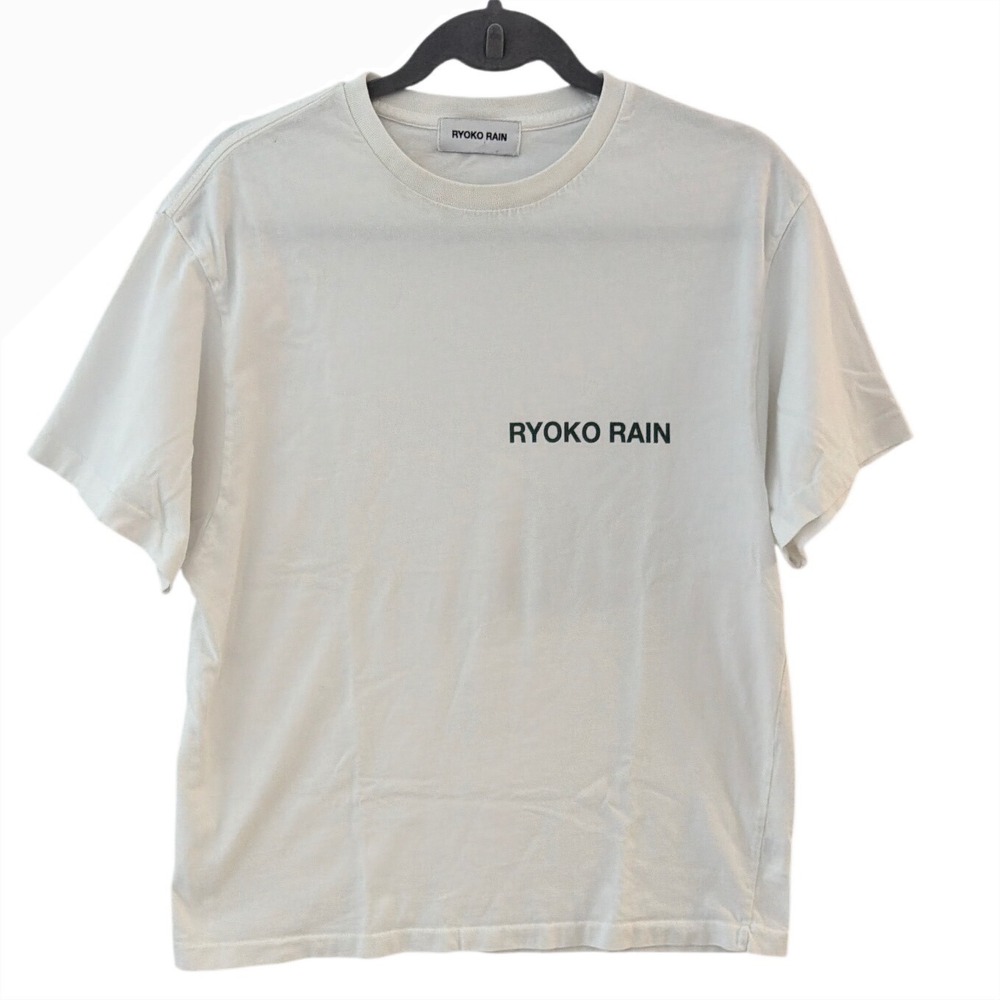 Ryoko Rain Mens Small White Logo Graphic T-Shirt Short Sleeve Cotton Made in USA